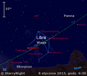 Mapka pokazuje położenie Saturna w końcu pierwszej dekady stycznia 2015.png