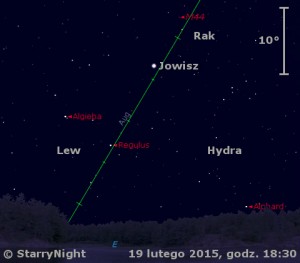 Mapka pokazuje położenie Księżyca w trzecim tygodniu lutego 2015 roku.jpg