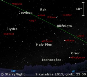 Mapka pokazuje położenie Jowisza w drugim tygodniu kwietnia 2015 roku.jpg