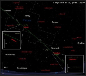 Mapka pokazuje położenie Neptuna i Urana na w końcu pierwszej dekady stycznia 2016 roku.jpg